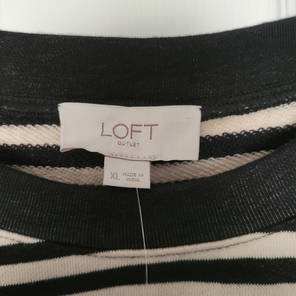Loft Black/Off White Monogram Striped Sweater Size: XL - Picture 11 of 12